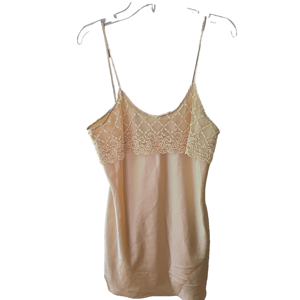 Intimate Moods Beige Embroidered Floral Chemise Cami Quite Luxury Woman Sz Large